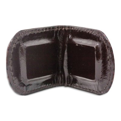 Brown Leather Crocodile Grain Magnetic Money Clip – view 2