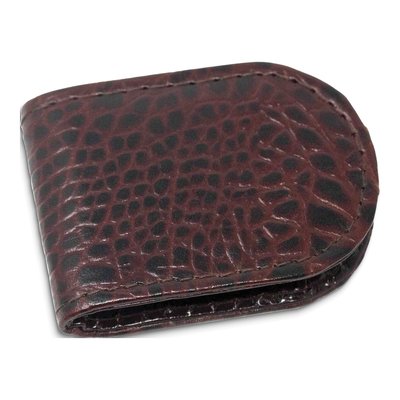 Brown Leather Crocodile Grain Magnetic Money Clip – view 3