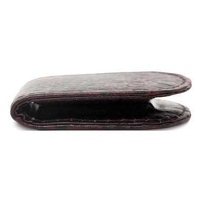 Brown Leather Crocodile Grain Magnetic Money Clip – view 5