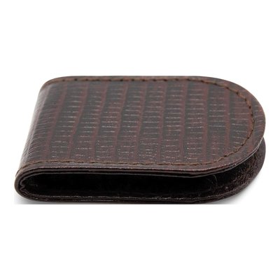 Brown Leather Crocodile Grain Magnetic Money Clip – view 6