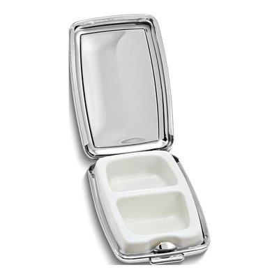 Silver-Tone Marble Design 2-Section Pillbox – view 2
