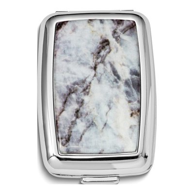 Silver-Tone Marble Design 2-Section Pillbox