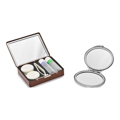 Silver-Tone Floral Contact Lens Case & Mirror Set – view 3