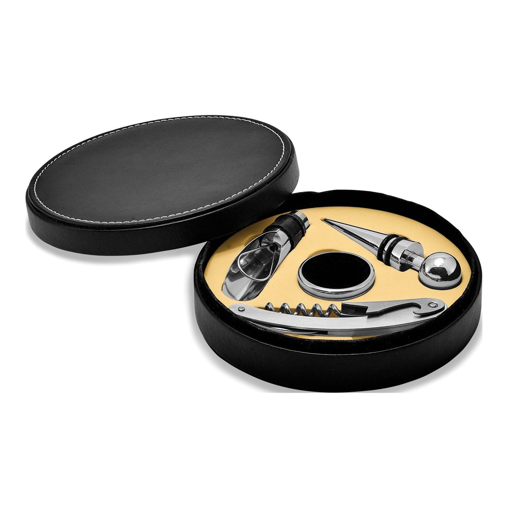 Four Piece Wine Tool Gift Set in Faux Leather Case