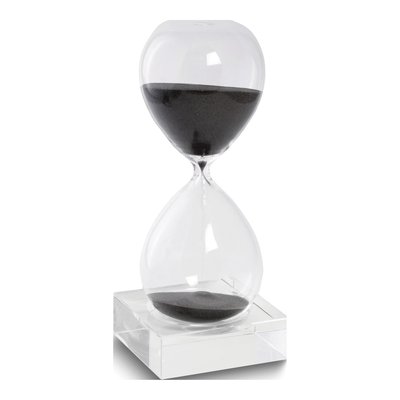 Black Sand Hand-Blown Glass Hourglass with Stand