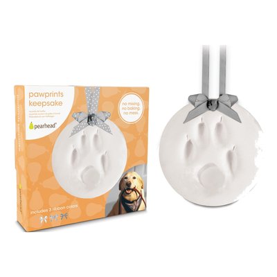 White Paw Print Keepsake Ornament Kit with Grey Ribbon – view 2