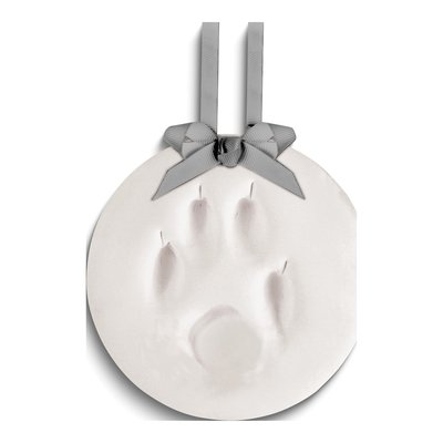 White Paw Print Keepsake Ornament Kit with Grey Ribbon