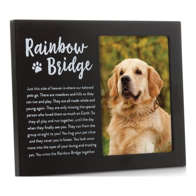 Black Wooden Rainbow Bridge Pet Memorial Photo Frame