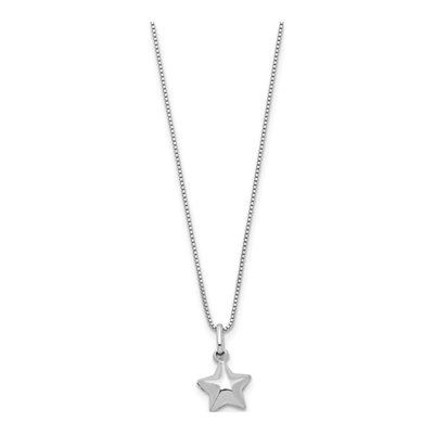 Sterling Silver Puffed Star Pendant Necklace – view 3