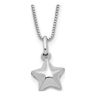 Sterling Silver Puffed Star Pendant Necklace