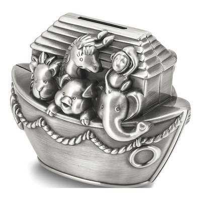 Pewter-Tone Noah's Ark Bank Gift