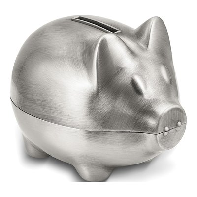 Pewter-Tone Engravable Piggy Bank Keepsake Gift