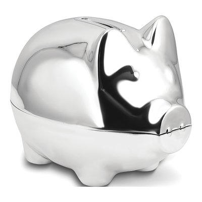 Silver-Tone Metal Piggy Bank