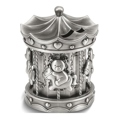 Pewter-Tone Carousel Bank