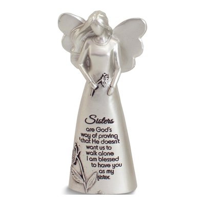 Boxed Silver-Tone SISTERS Angel Figurine Gift