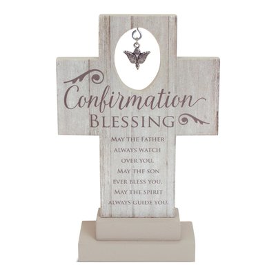 Confirmation Wooden Cross with Dove Charm Gift