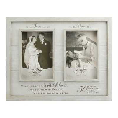 THEN and NOW 50th Anniversary Wood Photo Frame