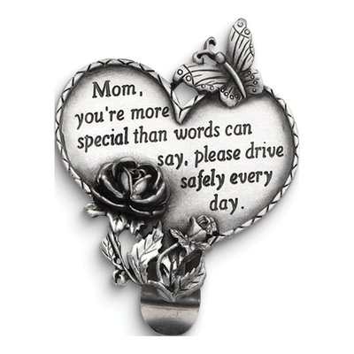 MOM Sentiment Antiqued Silver-Tone Visor Clip