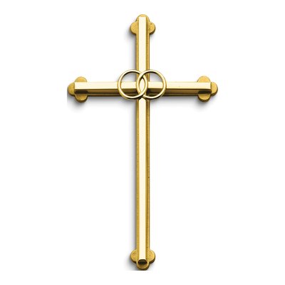 Gold-Tone Double Rings Wedding Cross Pendant