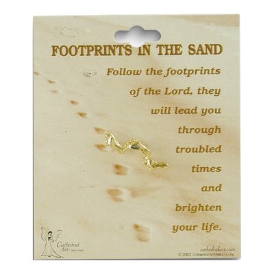 Footprints In The Sand Gold-Tone Lapel Pin