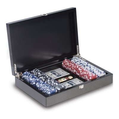 Carbon Fiber Poker Set - 200 Chips, Cards & Dice