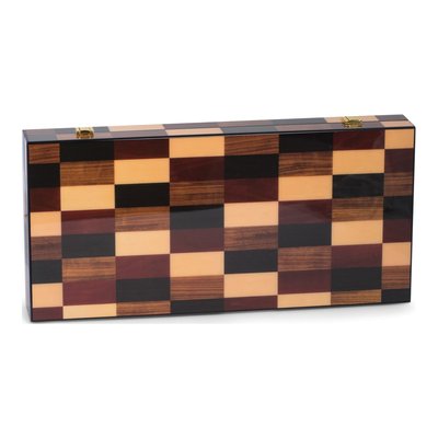 Multi-Color Wood Inlay Backgammon Set