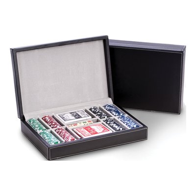 Black Leather Poker Set