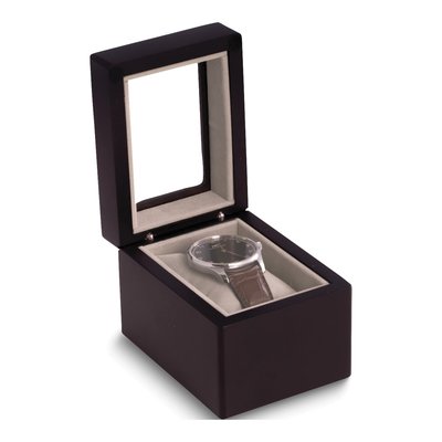Black Wooden Single Watch Case with Glass Window