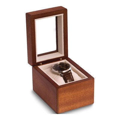 Cherry Wood Single Watch Case with Glass Window