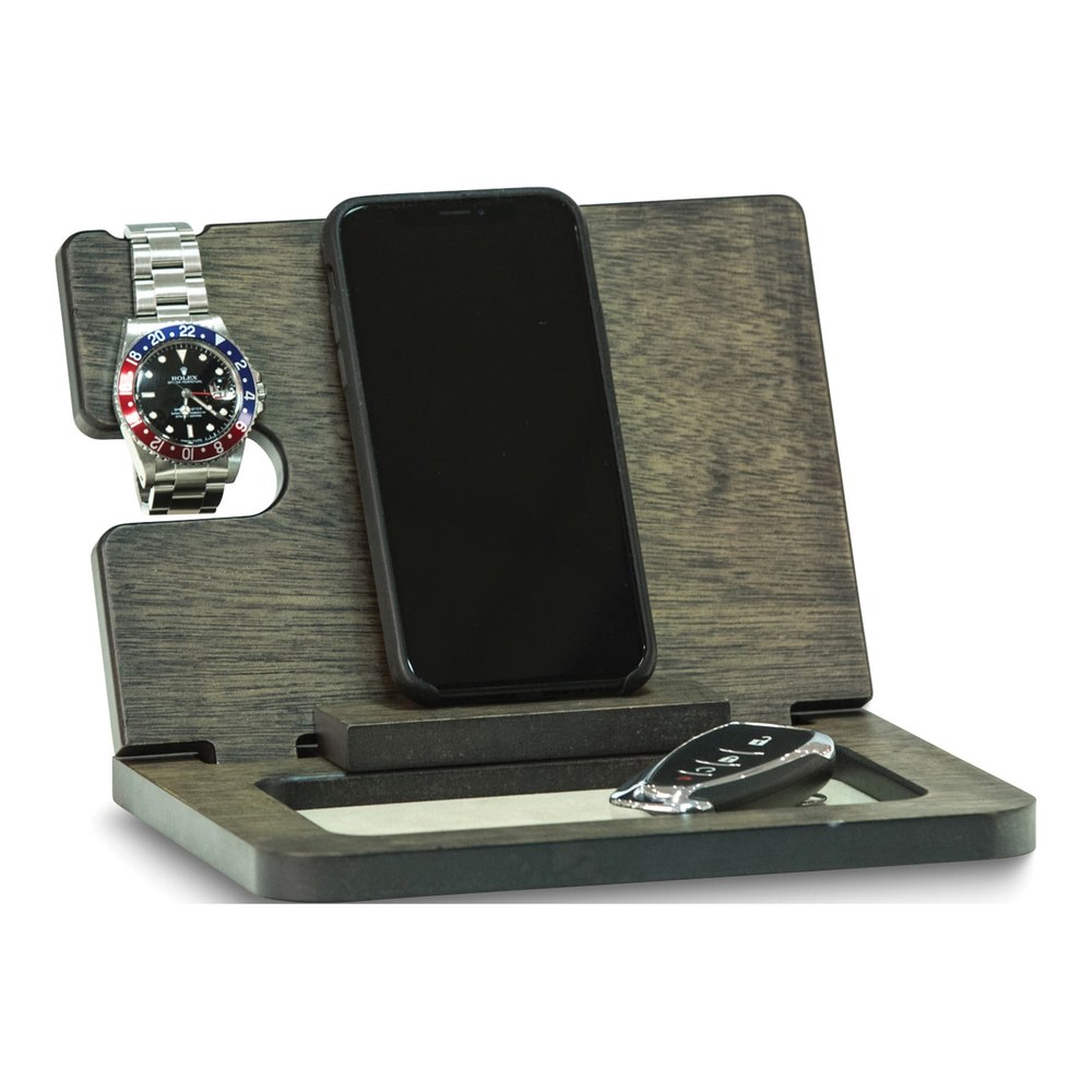 Grey Wooden Folding Valet & Charging Station