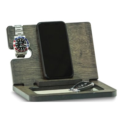 Grey Wooden Folding Valet & Charging Station