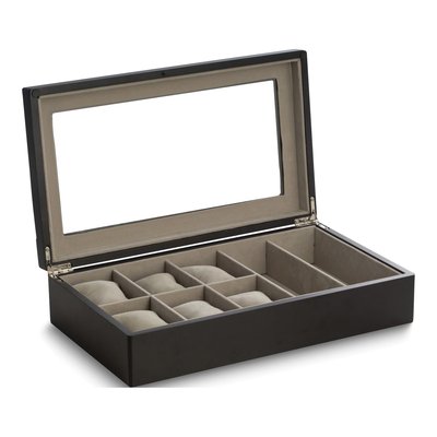 Wooden 6-Watch & 2-Eyeglass Storage Case