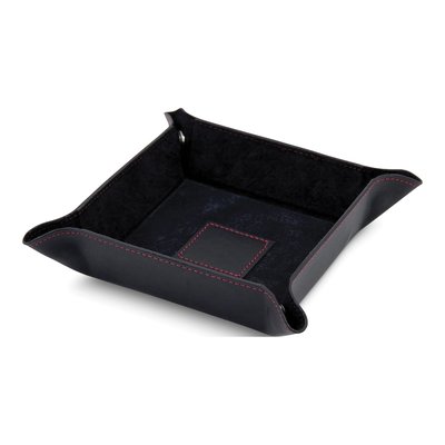 Black Leather Valet Tray with Red Stitching