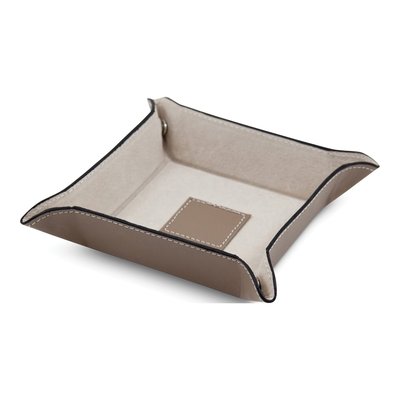 Tan Leather Valet Tray with Snap Closure