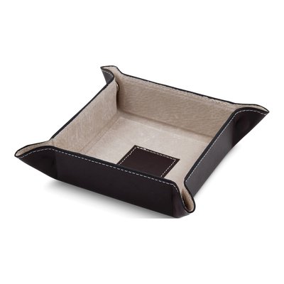 Brown Leather Snap Valet Tray for Watches & Jewelry
