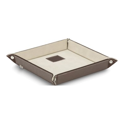 Brown Leather Valet Tray with Wireless Charger
