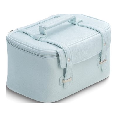 Light Blue Travel Makeup Case with Zip Compartments