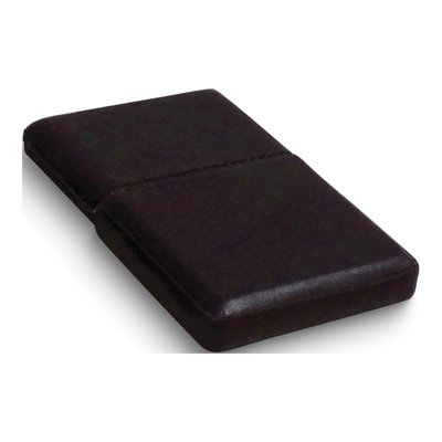 Dark Brown Leather Business Card Case, Flip Top