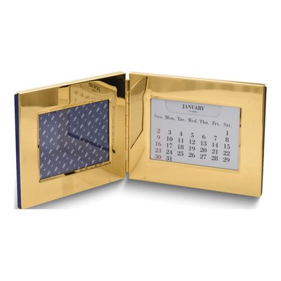 Gold-Tone 3.5x5 Photo Frame & Perpetual Calendar