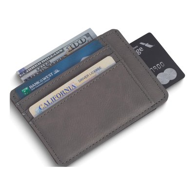 Grey Leatherette 5-Slot Credit Card Holder