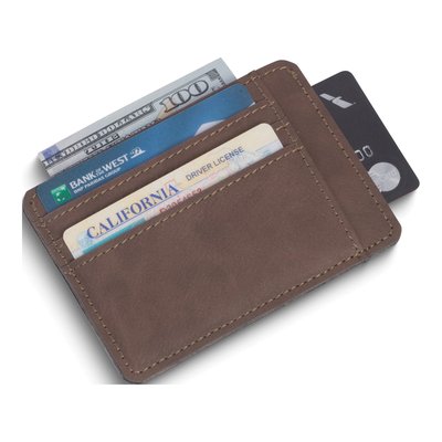 Brown Leatherette 5-Slot Credit Card Holder