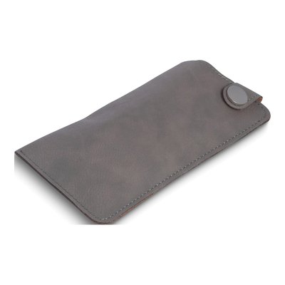 Grey Leatherette Eyeglass Case with Snap Closure