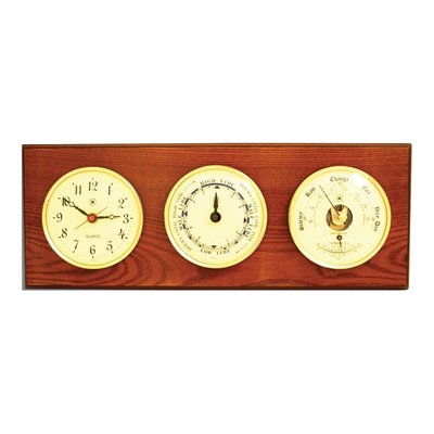 Oak Wood & Brass Nautical Clock/Barometer Gift