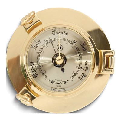 Lacquered Brass Porthole Barometer