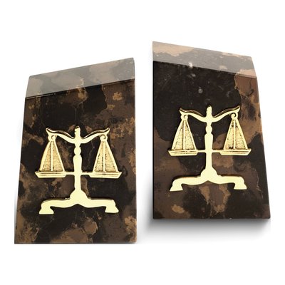 Legal Emblem Tiger's Eye Marble Bookends, Set of 2