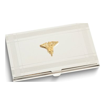 Silver-Tone Nursing Emblem Business Card Case