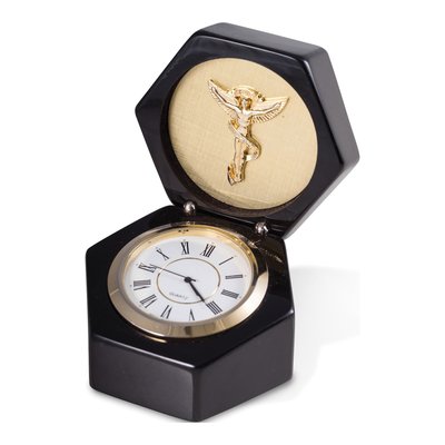 Chiropractor Lacquered Black Wood Quartz Clock