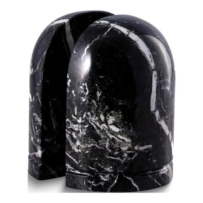 Black Zebra Marble Dome Bookends, Set of 2