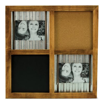 Brown Wood Wall Frame with Blackboard & Cork Board