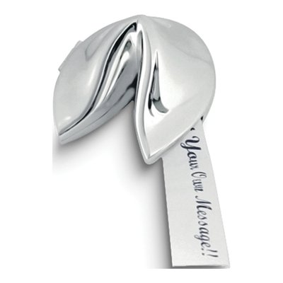 Silver-Tone Hinged Fortune Cookie Gift Box